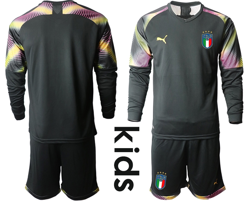 Youth 2021 European Cup Italy black Long sleeve goalkeeper Soccer Jersey